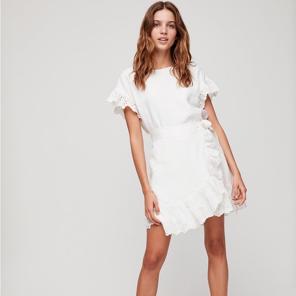 aritzia linen wrap dress Aritzia Babaton Wallace Linen Dress